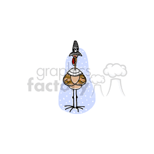 Cartoon Turkey with Pilgrim Hat