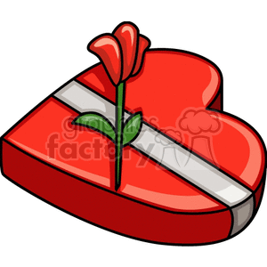 Valentines day box of chocolates with flower on top