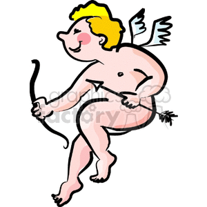 A clipart image of Cupid, depicted as a cherubic figure with wings, holding a bow and arrow, symbolizing love and Valentine's Day.