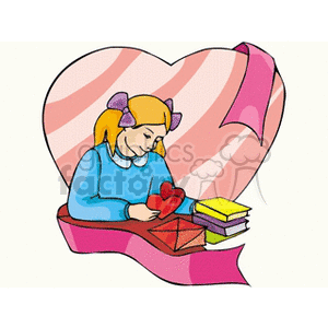 Valentine's Day Girl with Heart and Gifts