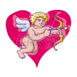 Cupid with Bow and Arrow in Pink Heart