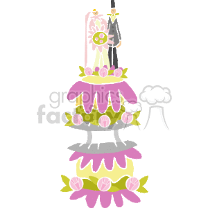 Whimsical Wedding Cake with Bride and Groom Topper