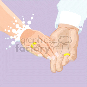 Illustration of Wedding Rings on Couple's Hands