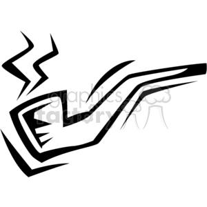 Stylized clipart of a smoking pipe with smoke coming out.