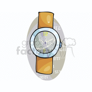 Illustrated Wristwatch with Brown Strap