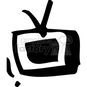 Black and white clipart of a vintage television with antennas.