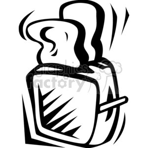 A black and white clipart illustration featuring a toaster with slices of bread popping out.