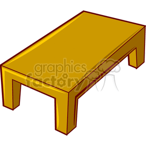 A simple clipart image of a yellow rectangular table with four legs.