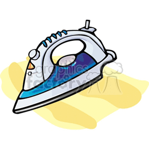 Clipart image of a clothes iron, usually used for removing wrinkles from fabric.