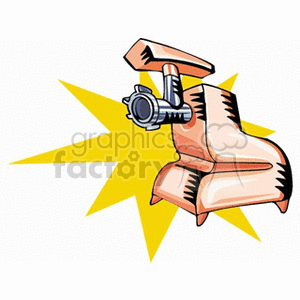 Illustrated clipart of a household kitchen food grinder with a stylized design and vibrant colors.