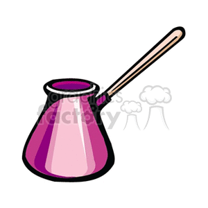 A clipart image of a pink cooking pot with a long handle.