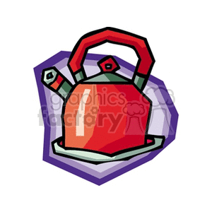 Red Kettle with Geometric Background