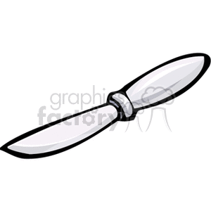 A clipart image of a kitchen knife with a sleek design and white handle.