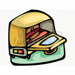 A clipart image of a microwave oven with its door open and a dish inside, illustrating a kitchen appliance.