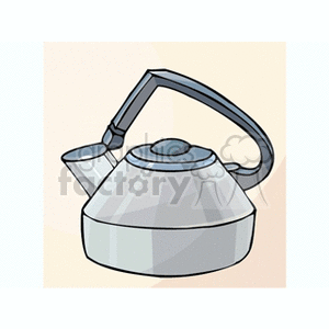 A clipart image of a silver teapot with a sleek design and a curved handle.