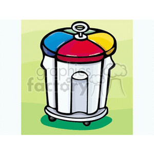 Clipart of a colorful spice rack with a round lid, used for organizing spices in the kitchen.