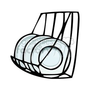 Clipart of kitchen plates in a dish rack.