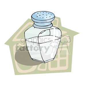 A clipart image of a salt shaker with a household kitchen theme.