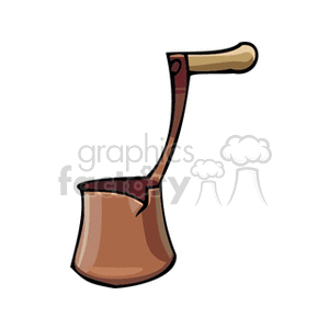 Clipart image of a traditional coffee pot with a long handle.