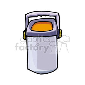 Illustration of a kitchen trash can with a handle and lid.