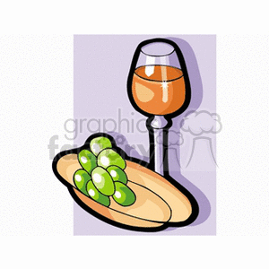 Wine Glass with Grapes