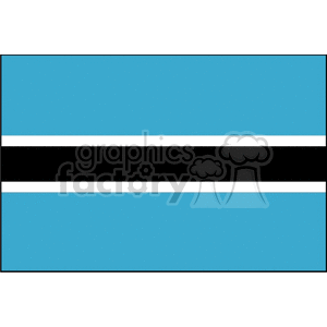 This clipart image displays the national flag of Botswana. It features a light blue field with a horizontal black stripe centered on the flag, which itself is edged in white.