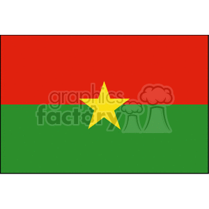 The image is a digital representation of the national flag of Burkina Faso. It features two horizontal bands of red and green, with a yellow five-pointed star in the center.
