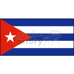 The clipart image depicts the national flag of Cuba, which features five horizontal stripes alternating between blue and white, and a red equilateral triangle at the hoist side, featuring a white, five-pointed star in the center.