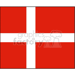 The image displays a flag consisting of a red field with a white Scandinavian cross that extends to the edges of the flag. This is the national flag of Denmark, often referred to as the Dannebrog.