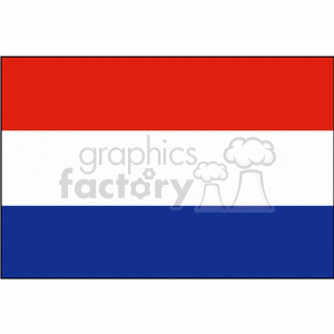 The image is a simple representation of the flag of the Netherlands, which consists of three horizontal bands of color: red on the top, white in the middle, and blue on the bottom.