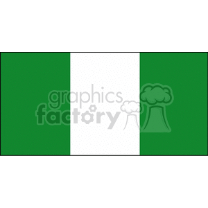 The clipart image shows the national flag of Nigeria. It consists of three vertical stripes with the outer stripes being green and the middle stripe being white.