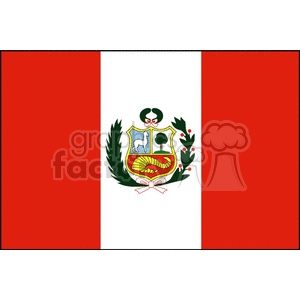 Peruvian National Flag with Coat of Arms