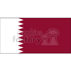 The image is a clipart representation of the flag of Qatar. It features a white band on the left with a jagged border, intersecting with a maroon field on the right.