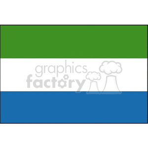 The clipart image features the national flag of Sierra Leone. The flag consists of three horizontal stripes of equal size, with the top stripe being green, the middle white, and the bottom blue.