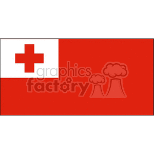 The clipart image shows the national flag of the Kingdom of Tonga. The flag has a red field with a white canton containing a red cross.