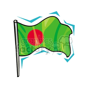 The clipart image features the national flag of Bangladesh, which is green with a red circle in the middle.