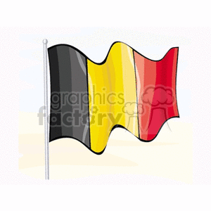 The image is a clipart illustration of the national flag of Belgium, which consists of three vertical bands colored black, yellow, and red.