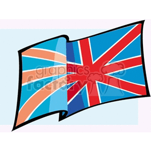 The image contains a stylized illustration of the flag of the United Kingdom, commonly known as the Union Jack. The flag features its distinctive design with the red cross of Saint George (patron saint of England) edged in white, superimposed on the Cross of Saint Patrick (patron saint of Ireland), which is also superimposed on the Saltire of Saint Andrew (patron saint of Scotland). The illustration has a cartoonish style, suitable for clipart use.