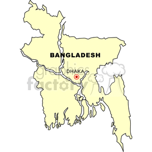 Vector Map of Bangladesh Highlighting Dhaka