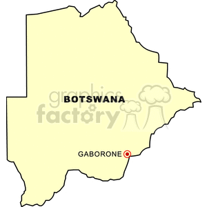 Map of Botswana Highlighting Gaborone