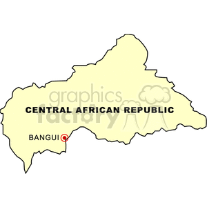 Central African Republic Map with Capital Bangui