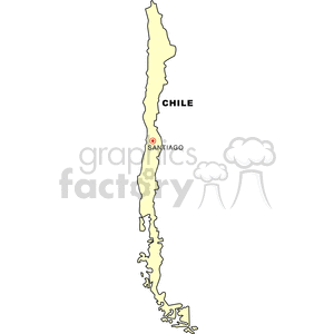 Outline Map of Chile with Santiago Highlighted