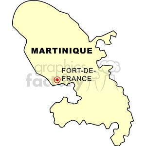 Map of Martinique with Fort-de-France Highlighted