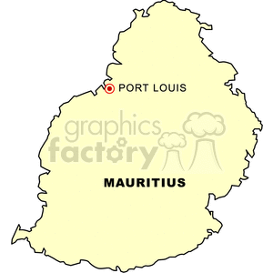 Mauritius Map with Port Louis Highlighted