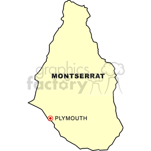 A clipart map of Montserrat highlighting the city of Plymouth.