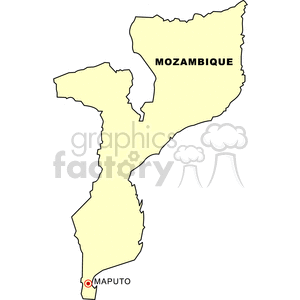 Map of Mozambique with Capital Maputo Highlighted