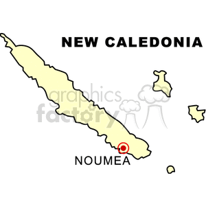 Clipart map of New Caledonia highlighting Nouma.