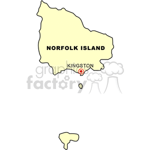 Clipart map of Norfolk Island highlighting the location of Kingston.