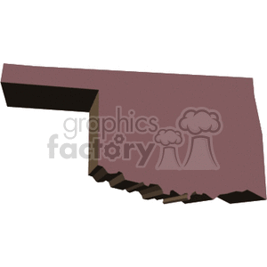 3D illustration of the state of Oklahoma in a maroon color.