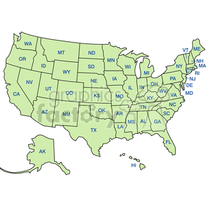 USA Map with State Abbreviations